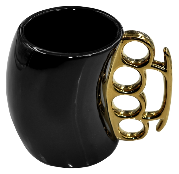Picture of Caliber Gourmet Cbgm1026 Caliber Gourmet Brass Knuckle Mug Black & Gold Ceramic Brass Knuckles CBG-M-1026 024718512761