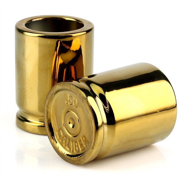 Picture of Caliber Gourmet Cbgsg1002 Caliber Gourmet Shot Glasses Gold Ceramic 1 Pair CBG-SG-1002