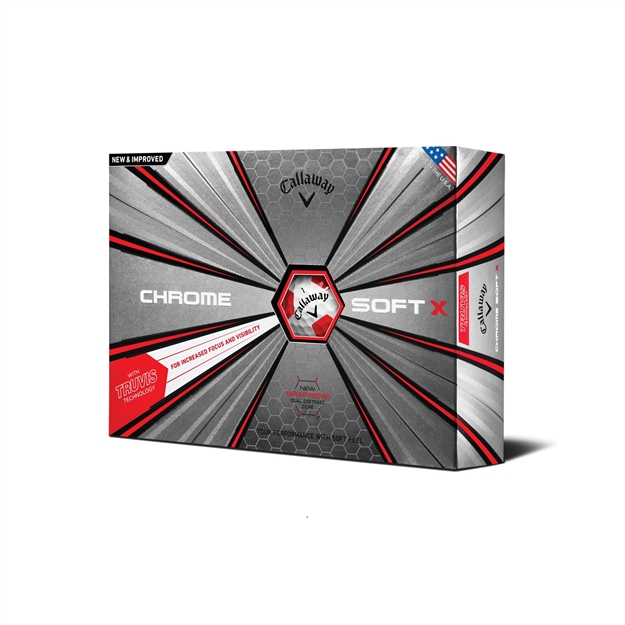 Picture of Callaway Chrome Soft X Truvis Golf Ball 12-Pack Red/White