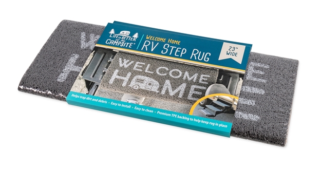 Picture of Camco Libatc-Step Rug, Pvc Scrub, 22" X 23" Gray, Welcome Home