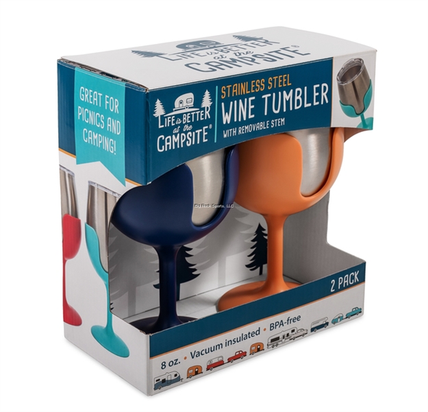 Picture of Camco Libatc, Wine Tumbler Set, 8Oz. (Navy/Peach)