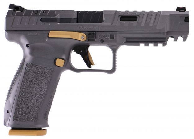 Picture of Canik Hg6771tn Sfx Rival 9Mm Luger 10+1 5" Black Steel Barrel, Rival Gray Optic Cut/Serrated Steel Slide, Canik Grey Polymer Frame W/Picatinny Rail, Rival Grey Polymer Grip HG6771T-N