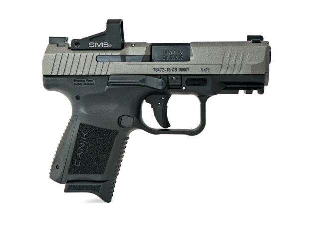 Picture of Century Hg5610tvn Tp9 Elite Sub-Compact With Red Dot 9Mm Luger 3.60" 15+1 12+1 Black Tungsten Gray Cerakote Steel Slide Black Interchangeable Backstrap Grip