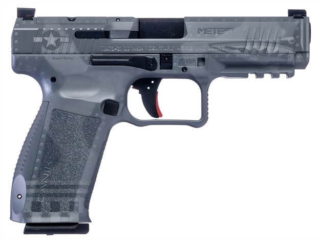 Picture of  Canik Hg5636lgbn Mete Sft Exclusive Finish 9Mm Luger 18+1 Black Grey Bomber Optic Ready/Serrated Slide Grey Bomber Polymer Frame W/Picatinny Rail