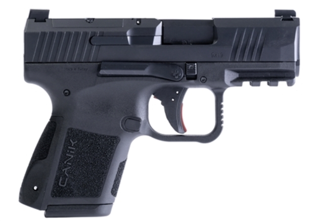 Picture of Canik Hg7620n Mete Mc9 9Mm Luger 12+1/15+1 3.18" Black Steel Barrel, Matte Black Tenifer Cerakote Optic Ready/Serrated Slide, Black Polymer Frame W/Picatinny Rail, Black Polymer Grips HG7620-N