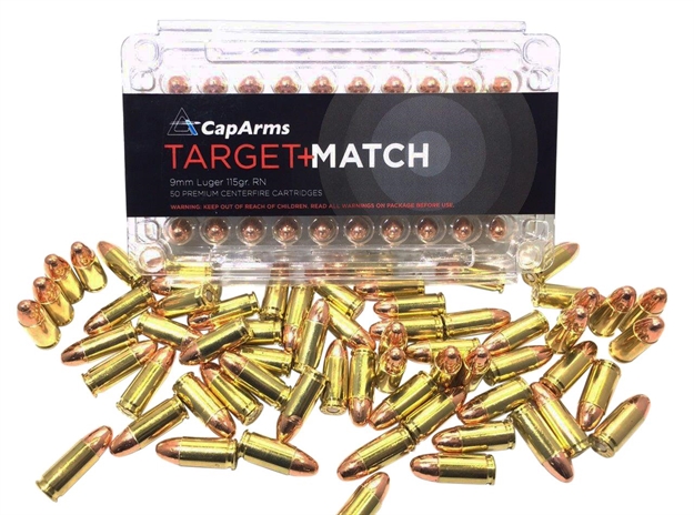 Picture of Cap Arms M009n115b Target Match 9Mm 115 GR Round Nose 50 Bx/ 20 CS