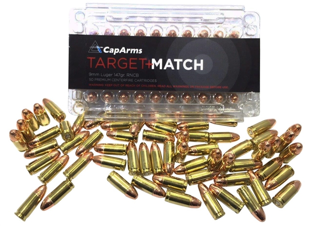 Picture of Cap Arms M009n147b Target Match 9Mm 147 GR Round Nose Concave Base 50 Bx/ 20 CS