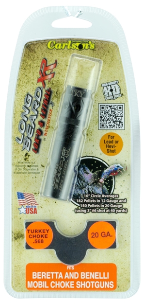 Picture of  Carlson's Choke Tubes 70135 Long Beard Turkey Mobil Benelli/Beretta Ported 20 Gauge Stainless Steel 723189701352