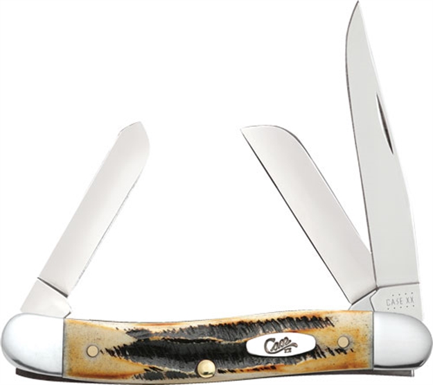 Picture of  Case 03578 Stockman  Medium 2.57"/1.88"/1.71" Folding Clip/Sheepsfoot/Spey Plain Mirror Polished Tru-Sharp SS Blade/Brown Jigged 6.5 Bonestag Handle