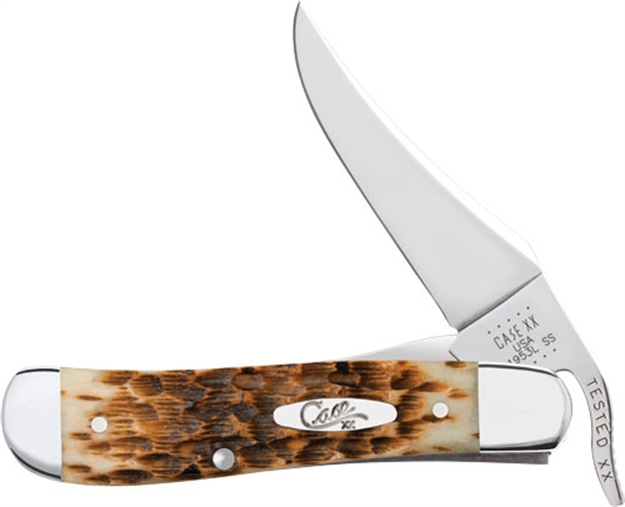 Picture of Case 0260 6 Russlock  2.70" Folding Russlock Clip Plain Mirror Polished Tru-Sharp SS Blade/Peach Seed Jigged Amber Bone Handle 00260