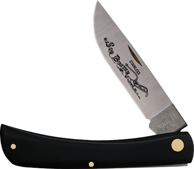 Picture of  Case 00092 Sod Buster  3.70" Folding Skinner Plain Etched As-Ground Tru-Sharp SS Blade/Smooth Black Synthetic Handle