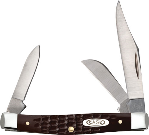 Picture of  Case 00106 Stockman  Medium 2.42"/1.58"/1.57" Folding Clip/Sheepsfoot/Pen Plain As-Ground Tru-Sharp SS Blade, Brown Jigged Synthetic Handle
