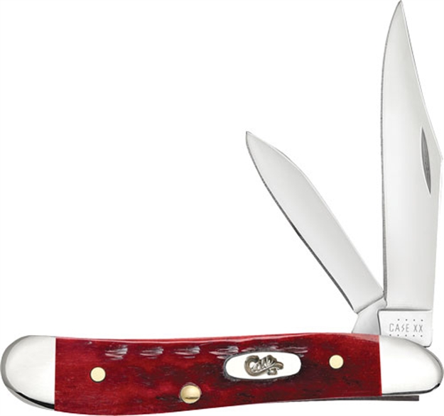 Picture of  Case 00781 Peanut  Medium 2.10"/1.53" Folding Clip Point/Pen Plain Mirror Polished Tru-Sharp SS Blade Corn Cob Jigged Old Red Bone Handle