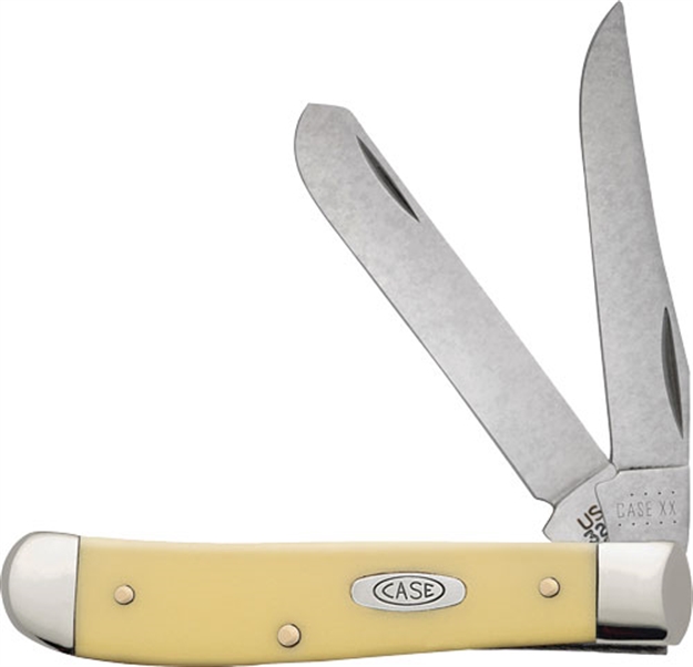 Picture of  Case 00029 Trapper  Mini 2.70"/2.75" Folding Clip Point/Spey Plain Tumble Polish Chrome Vanadium Steel Blade/Smooth Yellow Synthetic Handle