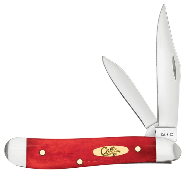 Picture of  Case 10763 Dark Red Bone Peanut Folding Clip Point/Pen Plain Mirror Polished Tru-Sharp SS Blade/Smooth Dark Red/Pinched Bolsters Bone/Ss Handle