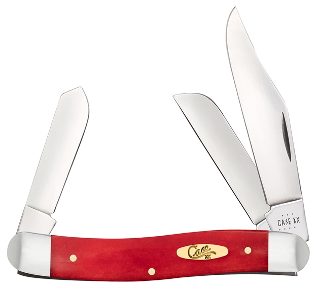 Picture of  Case 10764 Dark Red Bone Stockman Folding Clip Point/Sheepsfoot/Spey Plain Mirror Polished Tru-Sharp SS Blade/ Smooth Dark Red/Pinched Bolsters Bone/Ss Handle