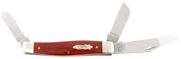 Picture of  Case 11327 Stockman  Large 2.20"/2.30"/3.30" Folding Clip/Sheepsfoot/Spey Plain Mirror Polished Tru-Sharp SS Blade/Smooth Red Bone Handle