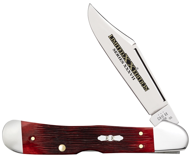 Picture of  Case 12213 Limited Edition Xxxvii Copperlock Folding Locking Clip Point Plain Mirror Polished W/Engraving Tru-Sharp SS Blade/ Old Red Barnboard Jig/Ss Stag Bone/Nickle Handle