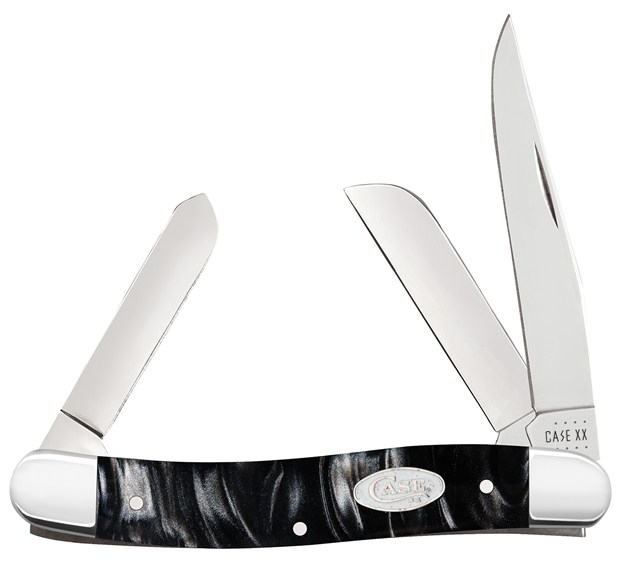 Picture of Case 23671 Stockman Medium Folding Clip/Sheepsfoot/Spey Plain Tru-Sharp SS Blade Black Pearl Kirinite Handle