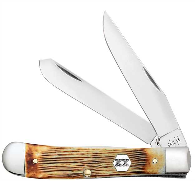 Picture of Case 36720 Trapper  Folding Clip Point/Spey Plain Tru-Sharp SS Blade Barnboard Jigged Burnt Cream Bone Handle