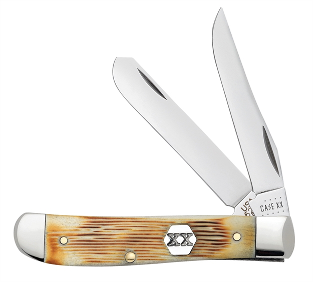Picture of Case 36725 Trapper Mini Folding Clip Point/Spey Plain Tru-Sharp SS Blade Barnboard Jigged Burnt Cream Bone Handle