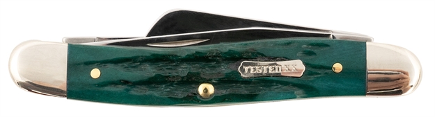 Picture of  Case 48943 Stockman  Medium 1.70"/1.88"/2.57" Folding Clip/Sheepsfoot/Spey Plain Mirror Polished Tru-Sharp SS Blade/ Kinfolk Jig w/Dog Bone Shield Bone Handle