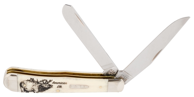Picture of Case 60571 Sportsman Trapper Elk 3.24"/3.27" Clip Point/Spey Plain Natural Bone Handle Folding