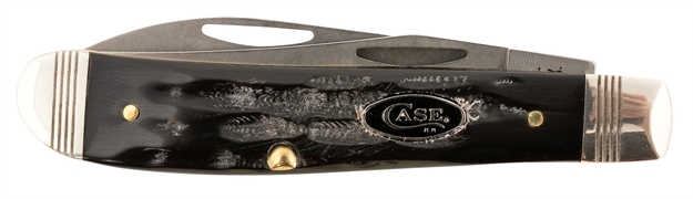 Picture of  Case 65093 Trapper  Mini 2.70"/2.74" Folding Clip/Wharncliffe Plain Stonewashed Satin S35vn SS Blade/Rough Black Jigged Buffalo Horn Handle