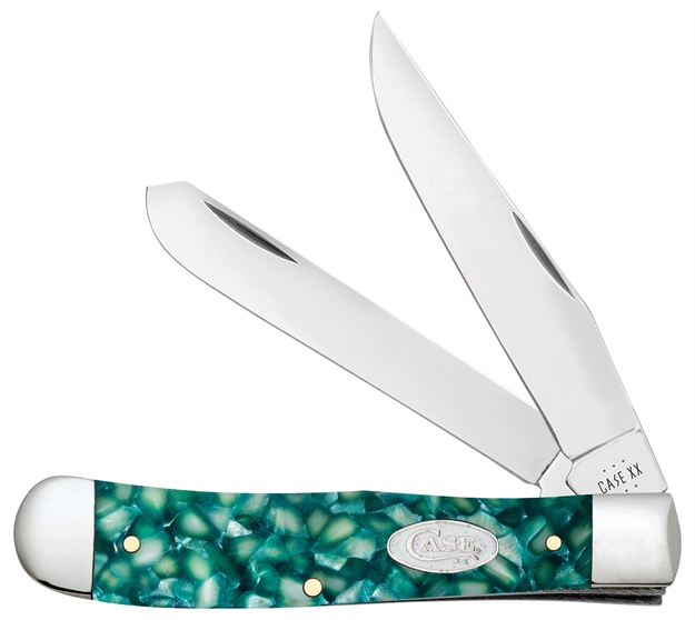 Picture of  Case 71380 Sparxx Trapper Mini Folding Clip Point/Spey Plain Mirror Polished Tru-Sharp SS Blade/Green Kirinite Handle 021205713809
