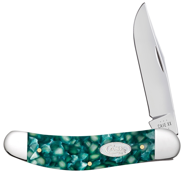 Picture of  Case 71385 Sparxx Sowbelly Folding Clip Point/Plain Mirror Polished Tru-Sharp SS Blade/Green Kirinite Handle