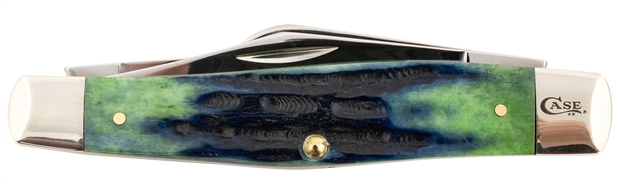 Picture of  Case 75833 Stockman  Large 2.20"/2.30"/3.30" Folding Clip/Sheepsfoot/Spey Plain Mirror Polished Tru-Sharp SS Blade/ Hunter Green Deep Canyon Jig Bone Handle