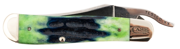 Picture of  Case 75838 Russlock  2.70" Folding Clip Point Plain Mirror Polished Tru-Sharp SS Blade, Hunter Green Deep Canyon Jig Bone Handle