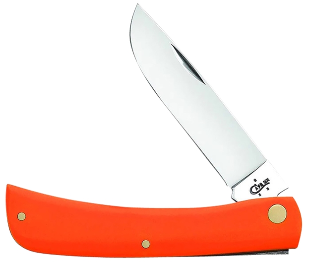 Picture of  Case 80512 Sod Buster  3.30" Folding Skinner Plain Mirror Polished Tru-Sharp SS Blade, Smooth Orange Synthetic Handle 021205805122