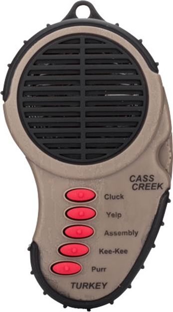 Picture of Cass Creek 969 Ergo Electronic  Turkey Call, 5 Authentic Turkey Sounds, Brown Plastic Includes Belt Clip CC969
