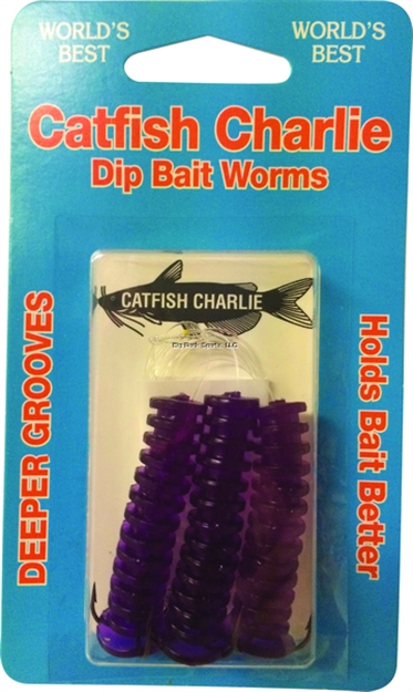 Picture of Catfish Charlie Bait Dip Bait Worm Purp 3Pk
