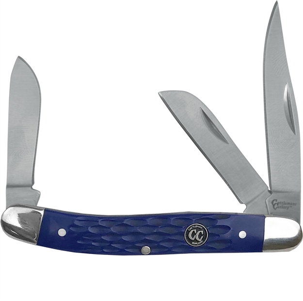Picture of Cattleman Stockman 2.5 IN Blade Blue Jigged Delrin Handle