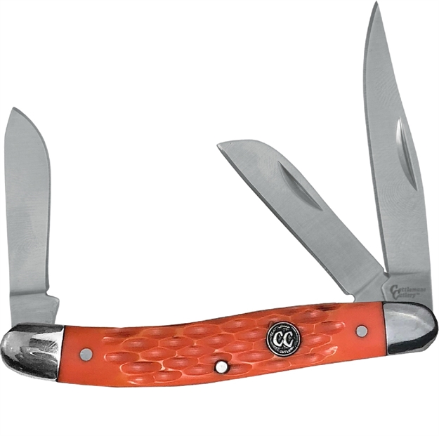 Picture of Cattleman Stockman 2.5 IN Blade Orange Jigged Delrin Handle