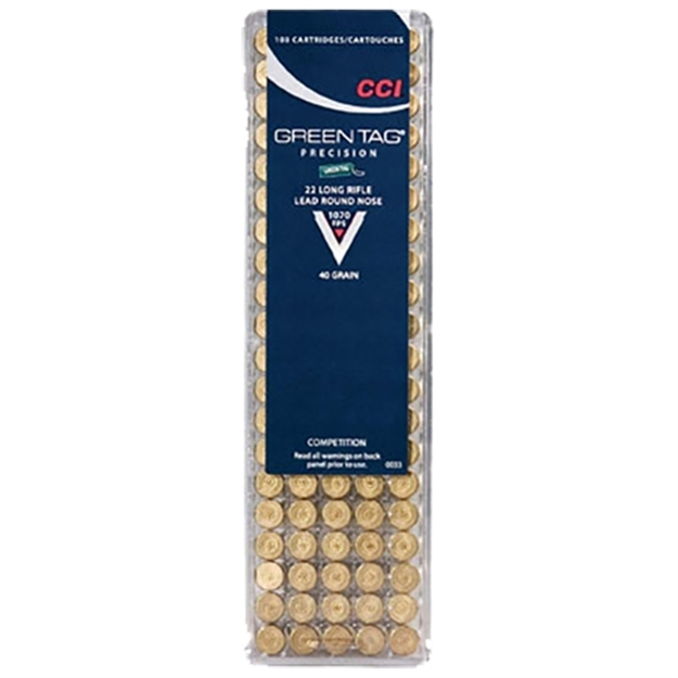Picture of Cci/Speer Green Tag Rimfire Ammo 22 Lr, Lrn, 40 Grains, 1070 Fps, 100 Rounds, Boxed 076683000330 -
