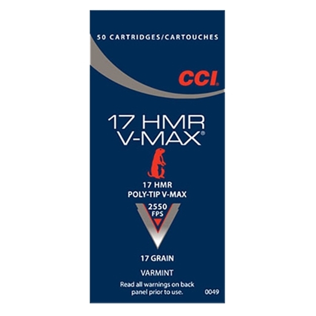 Picture of Cci/Speer V-Max Rimfire Ammo 17 Hmr, Poly-Tip, 17 Grains, 2550 Fps, 50 Rounds, Boxed 0049