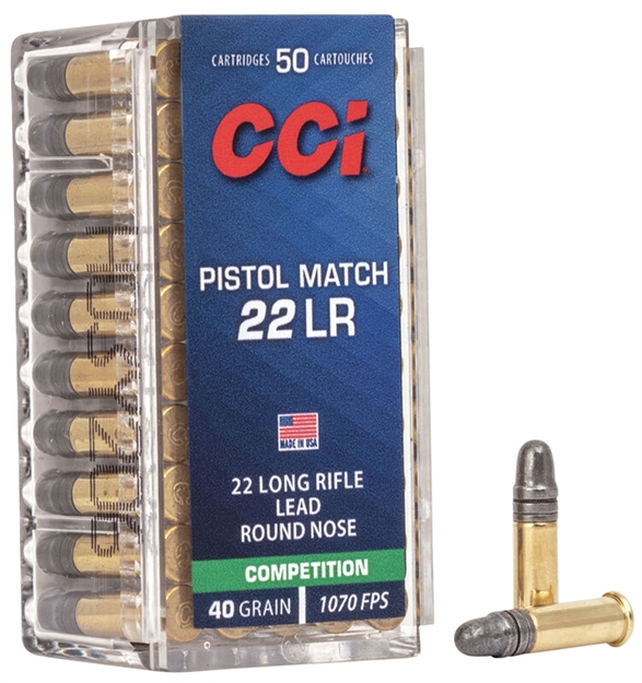 Picture of Cci/Speer Pistol Match Rimfire Ammo 22 Lr, Lrn, 40 Grains, 1070 Fps, 50 Rounds, Boxed 51 076683000514