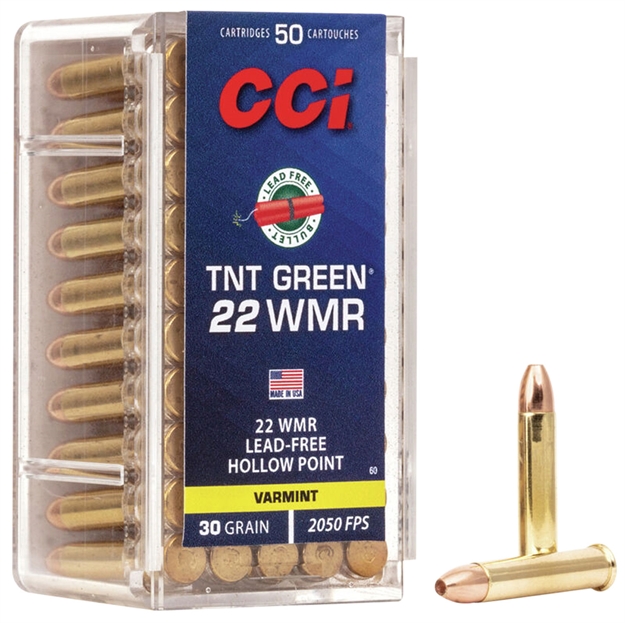 Picture of Cci/Speer Tnt Green Rimfire Ammo 22 Win Mag, Tnt Green Hp, 30 Grains, 2050 Fps, 50 Rounds, Boxed 0060 076683000606