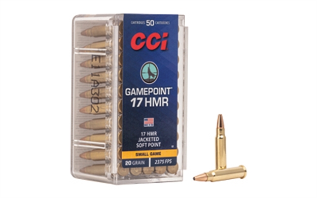 Picture of Cci/Speer Gamepoint Rimfire Rifle Ammo 17 Hmr, Jsp, 20 Grains, 2375 Fps, 50 Rounds, Boxed 0052 076683000521