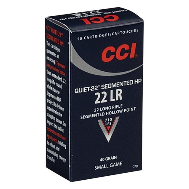 Picture of Cci/Speer Quiet-22 Segmented HP Rimfire Ammo 22 Lr, Cprn, 40 Grains, 710 Fps, 50 Rounds, Boxed 970