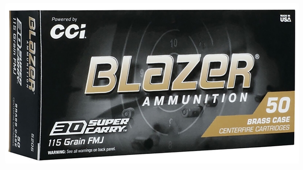 Picture of  Cci 5205 Blazer Brass Handgun 30Super Carry 115Gr Full Metal Jacket Flat Nose 50 Per Box/20 Case