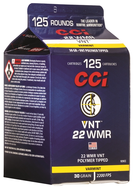 Picture of  Cci 929Cc Vnt Rimfire 22Wmr 30Gr Varmint Tipped 125 Per Box/10 Case 604544655629