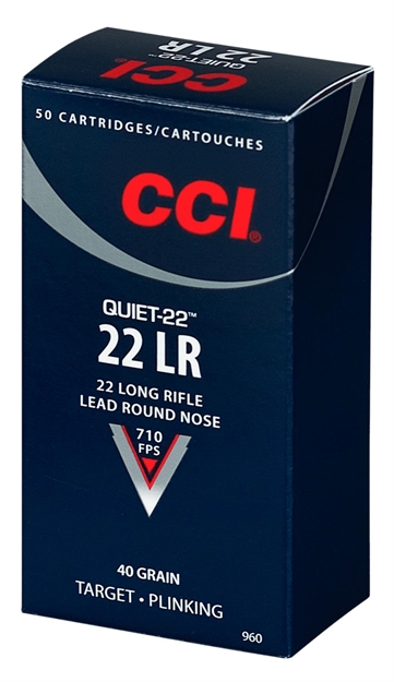 Picture of Cci/Speer Quiet-22 Rimfire Ammo 22 Lr, Lrn, 40 Grains, 710 Fps, 50 Rounds, Boxed 960