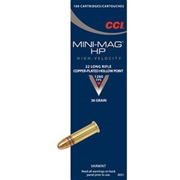 Picture of Cci 0031 Mini-Mag High Velocity 22Lr 36Gr Copper Plated Hollow Point 100 Per Box/50 Case 076683000316