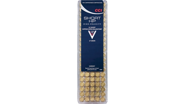 Picture of Cci/Speer Short HP Rimfire Ammo 22 Short, Cphp, 27 Grains, 1105 Fps, 100 Rounds, Boxed 076683000286 -