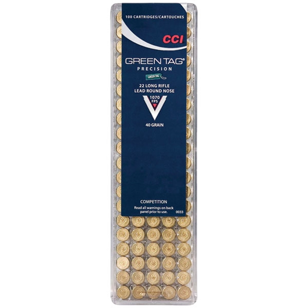 Picture of Cci/Speer Green Tag Rimfire Ammo 22 Lr, Lrn, 40 Grains, 1070 Fps, 100 Rounds, Boxed 076683000330 -