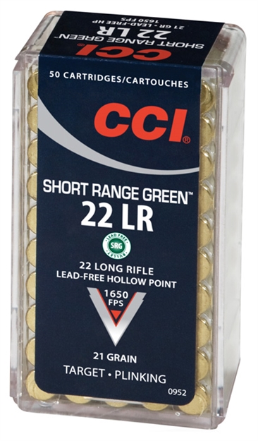 Picture of Cci Ammo Green Lead Free .22Lr 1650Fps. 21Gr. Tnt-Hp 50-Pack